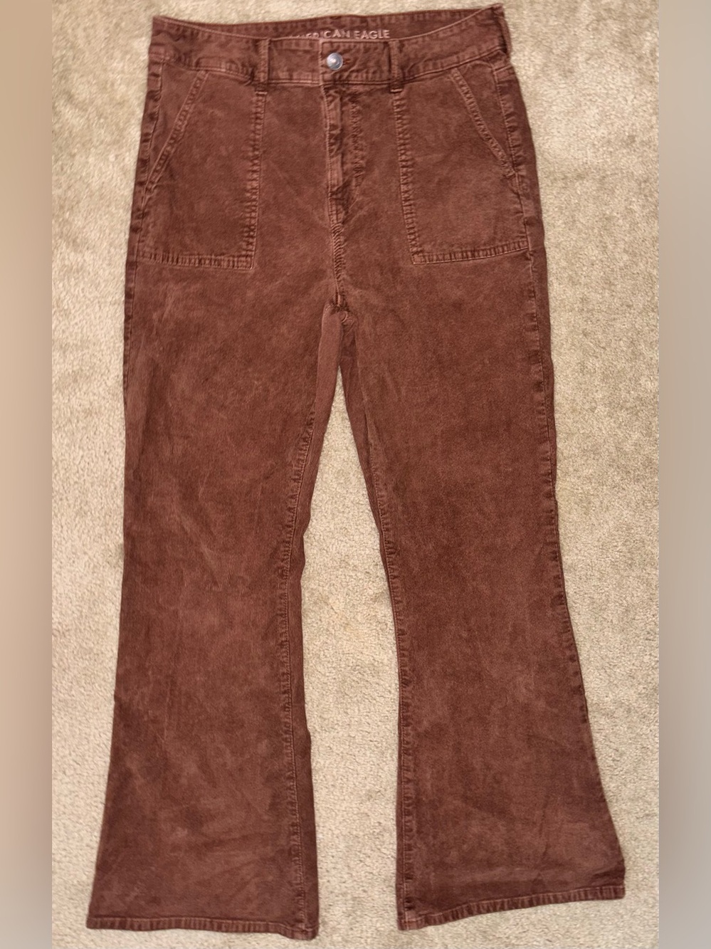 Women's American Eagle Brown Corduroy High-Rise flare Pants